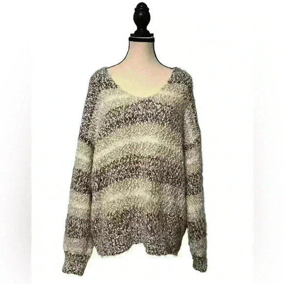 Knox Rose Women’s Sweater V neck. Size XXL. Cream, Tan and Berry. Super soft - Picture 1 of 7
